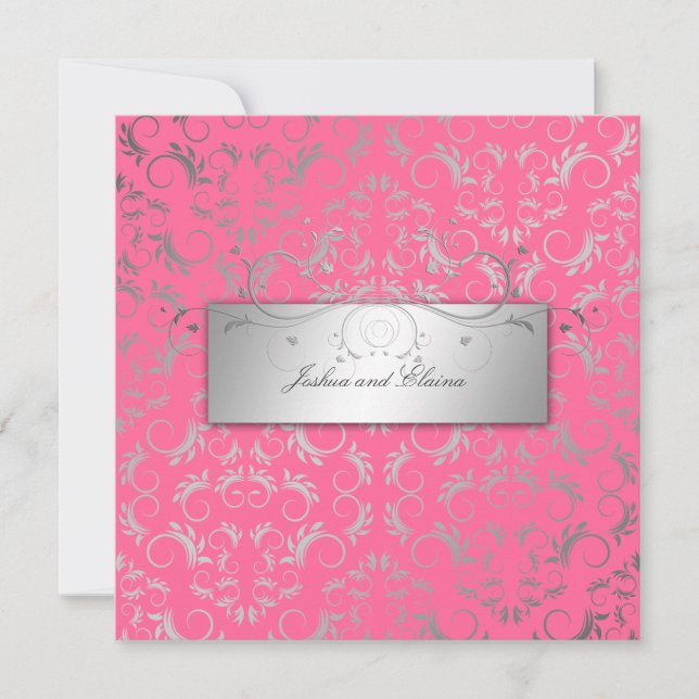 311-Silver Divine | Luscious Pink Invitation (Front)