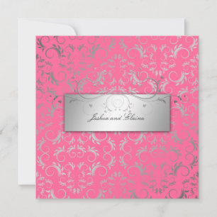 311-Silver Divine   Luscious Pink Invitation