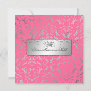 311-Silver Divine   Luscious Pink Sweet 16 Invitation