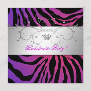311-Silver Divine Purple Radian Zebra Bachelorette Invitation