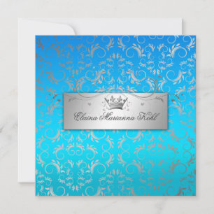 311-Silver Divine Tropical Fade Sweet 16 Invitation