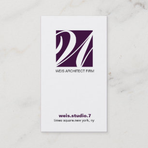 311-SIMPLY SQUARE MONOGRAM DEEP PURPLE BUSINESS CARD