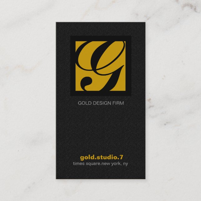 311-SIMPLY SQUARE MONOGRAM TEXTURE-GOLD BUSINESS CARD (Front)