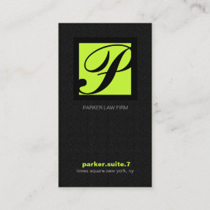 311-SIMPLY SQUARE MONOGRAM TEXTURE-LIME BUSINESS CARD