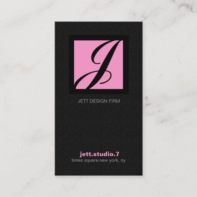 311-SIMPLY SQUARE MONOGRAM TEXTURE-PINK BUSINESS CARD (Front)