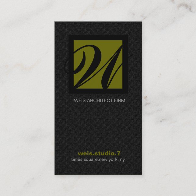 311-SIMPLY SQUARE MONOGRAM TEXTURE-SAGE BUSINESS CARD (Front)