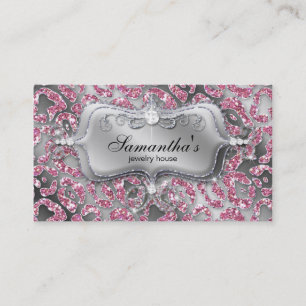 311 Sparkle Jewellery Zebra Classy Pink Business Card