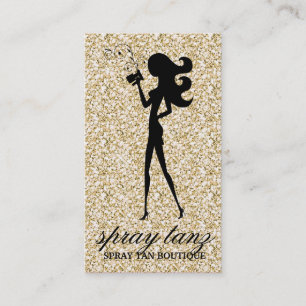 311 Spray Tan Fashionista Silhouette Gold Sparkle Business Card