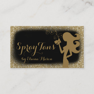 311 Spray Tan Girl Gold Glitter Black Business Card