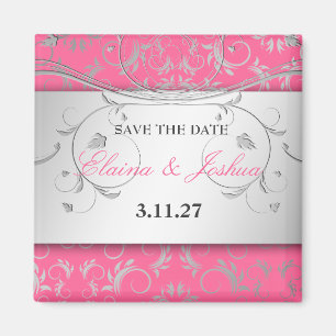 311-SSilver Divine Luscious Pink Save the Date Magnet