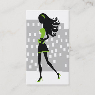 311-Stylish City Girl Lime Green Business Card