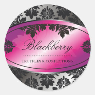 311-Sweet Blackberry Truffle Damask Classic Round Sticker