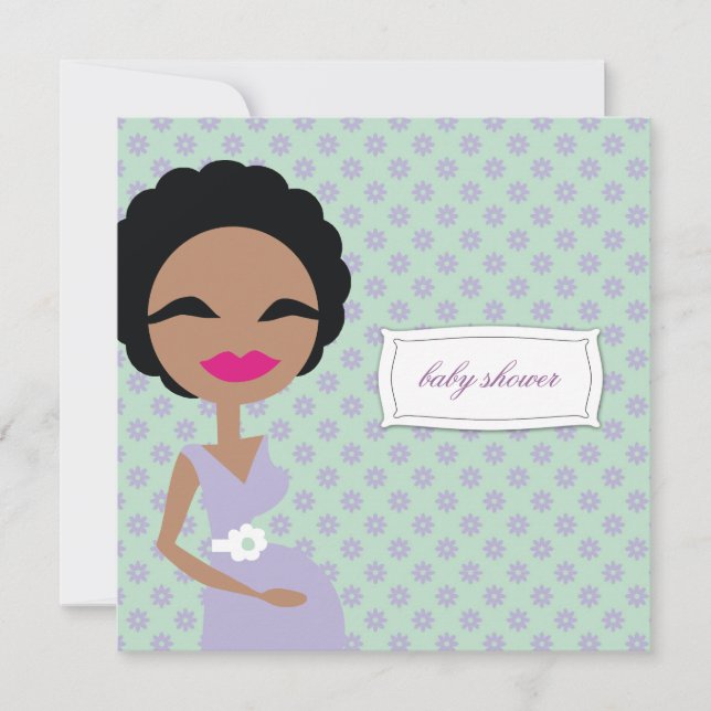 311-Sweet Pregnant Mummy Zebra - Ethnic Invitation (Front)