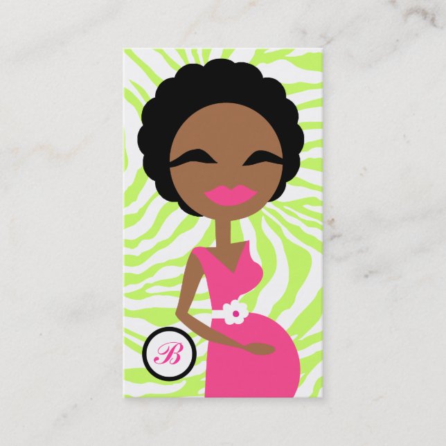311-Sweet Pregnant Mummy Zebra Lime - Ethnic Business Card (Front)
