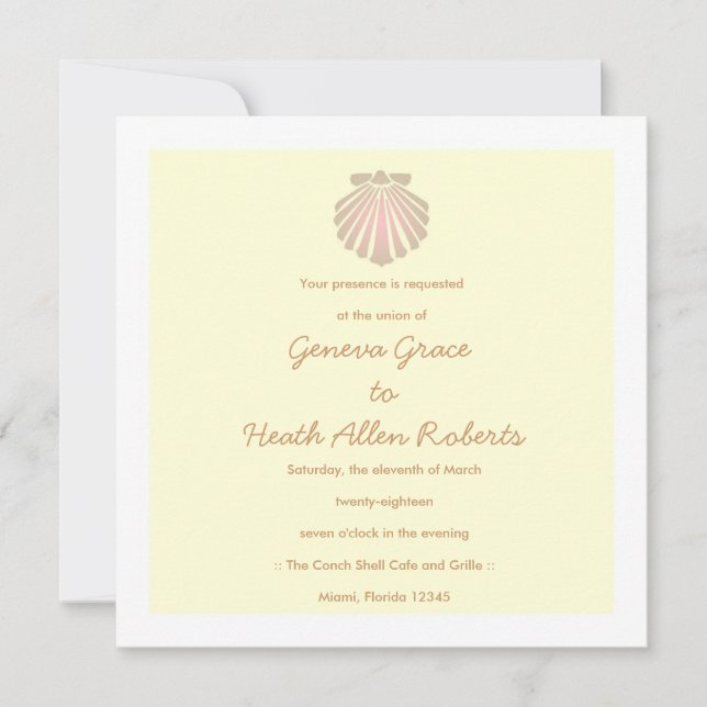 311-Sweet Shell Ecru Invitation (Front)