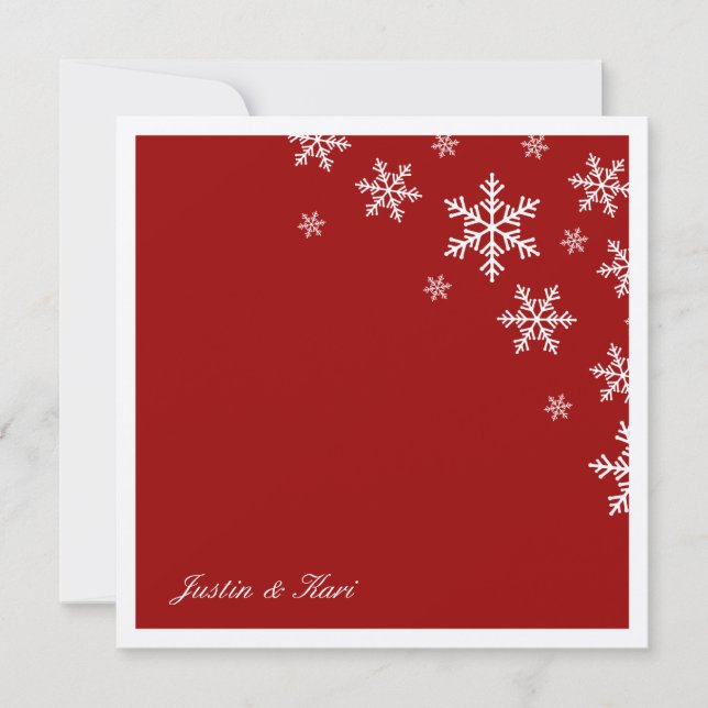 311-Sweet Snowflake Red Metallic Invitation (Front)