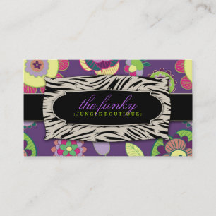 311-The Funky Jungle Purple Flowers Business Card