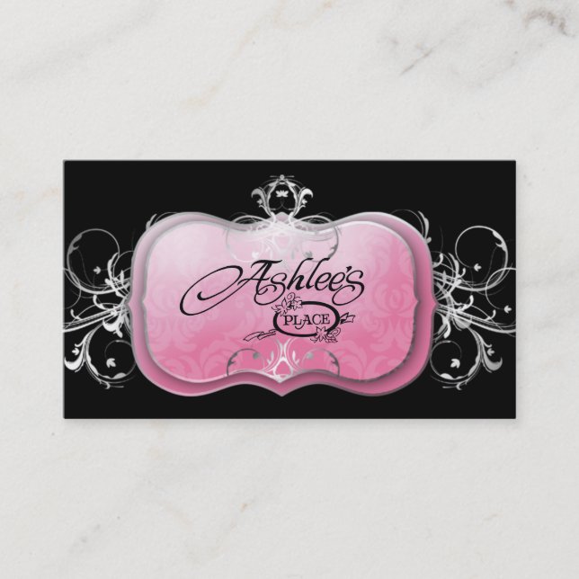 311-The Lavish Pink Plate | Silver Business Card (Front)