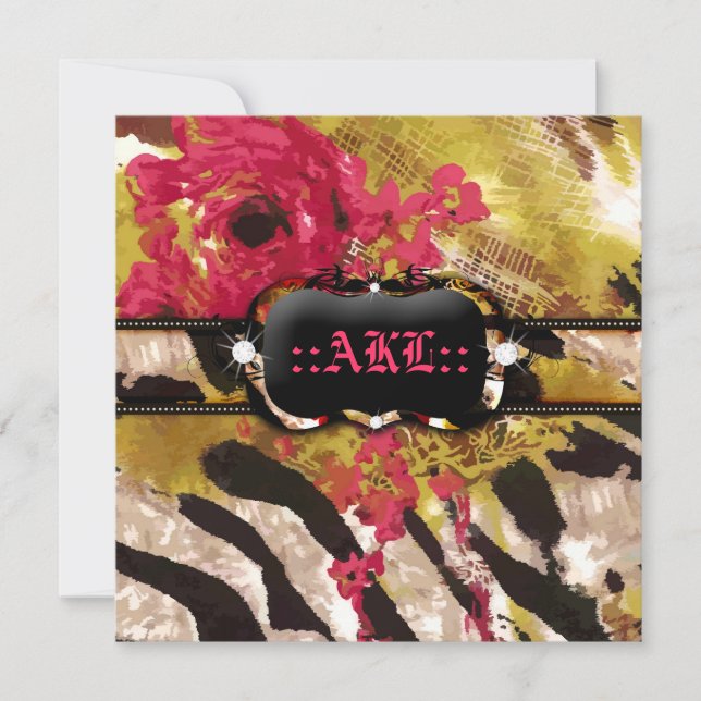 311-Tigress / Zebra Rose Bachelorette Invitation (Front)