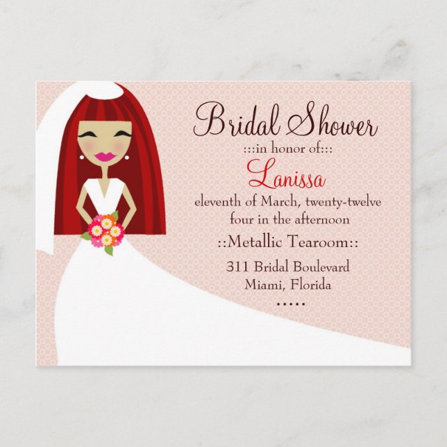 311 TOO CUTIE LANISSA BRIDE REDHEAD INVITATION POSTCARD (Front)