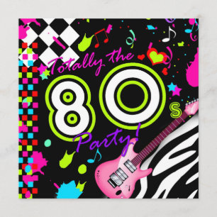 311-Totally the 80s Party - Pink Guitar Invitation