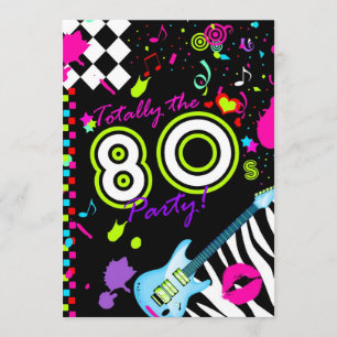 311-Totally the 80s Party - Turquoise Guitar Invitation