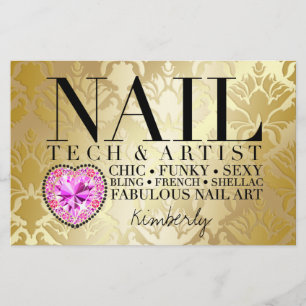 311 Tres Chic Damask Nail Tech Diamond HeartFlyer Flyer