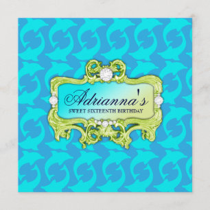 311 Tropical Glam Crazy Aqua Dolphin Invite