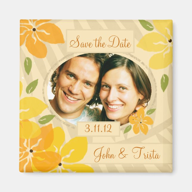 311-TROPICAL SAVE THE DATE ORANGE MAGNET (Front)
