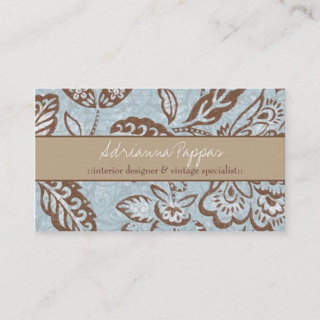 311 TURQUOISE FLORAL VINTAGE BUSINESS CARD (Front)