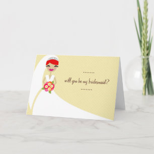 311-UPDO BRIDE THANK YOU RED HEAD CARD