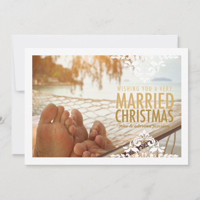 311 Very Married Christmas Tan Holiday Photo Card (Front)