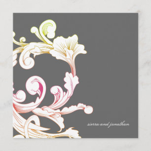 311-Vivid Foliage Flare Grey Invitation