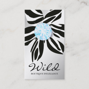 311 Wild Zebra Flower Aqua Diamond Business Card