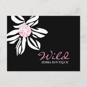 311-Wild Zebra Flower   Black & Pink Dimaond Postcard
