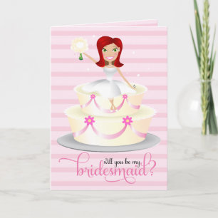 311 Will You Be My Bridesmaid Red Head Invitation
