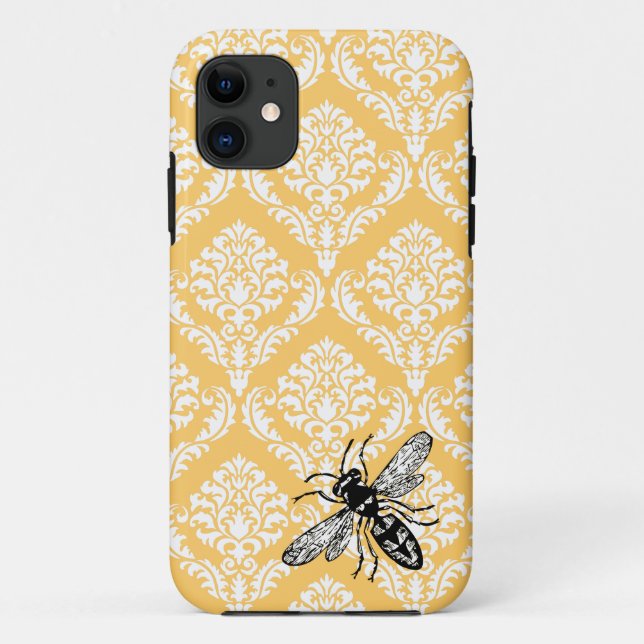 311 Yellow Damask Bee Hornet iPhone Cover (Back)