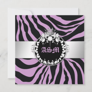 311-Zebra-Tique Diamonds Sweet Sixteen Purple Invitation