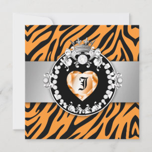 311 Zebra Tique Kiss Queen of Hearts Sweet 16 Invitation