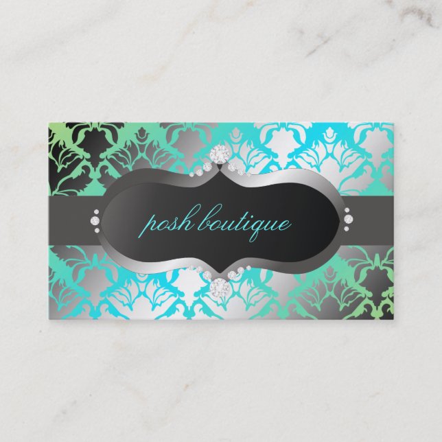 311 Zeopard Sign meet Damask Shimmer ParadiseLime Business Card (Front)