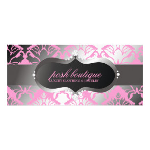 311 Zeopard Sign meets Damask Shimmer Posh Pink Rack Card