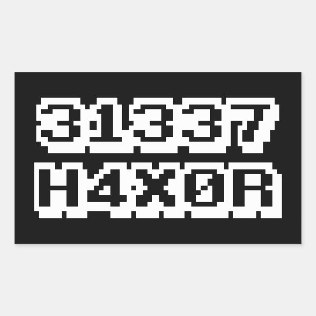31337 H4X0R RECTANGULAR STICKER (Front)