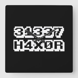 31337 H4X0R SQUARE WALL CLOCK