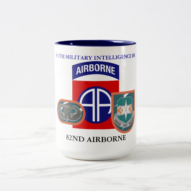 313TH MILITARY INTELLIGENCE BN 82ND AIRBORNE Two-Tone COFFEE MUG (Center)