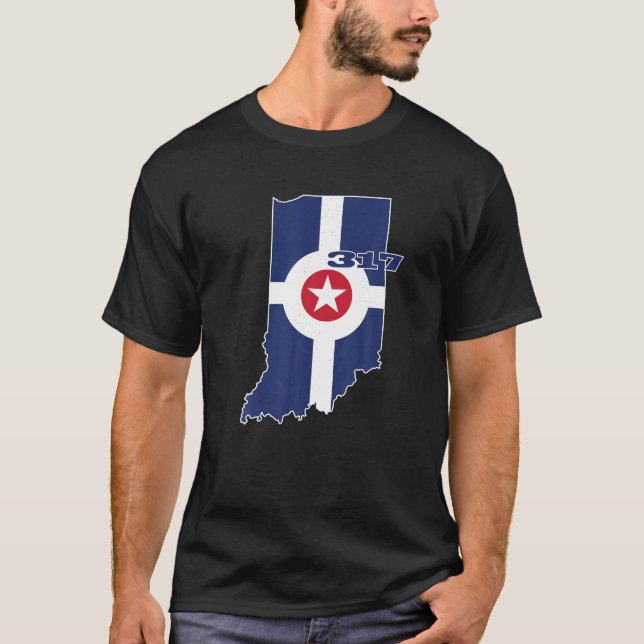 317 Circle City Flag Indianapolis Indiana Naptown  T-Shirt (Front)