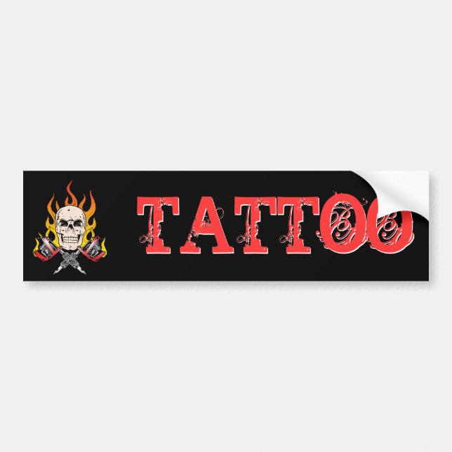 318 Flaming Skull Tattoo Bumper Sticker (Front)