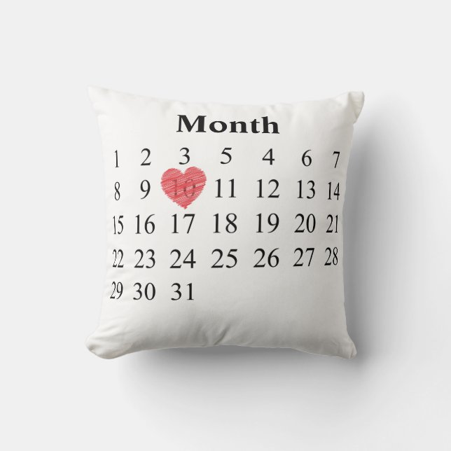 31 day Anniversary Calendar + Name Engraved Rings Cushion (Front)