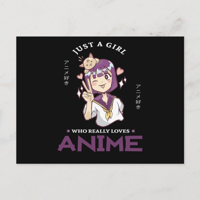 31.Just A Girl Who Really Loves Anime Announcement Postcard (Front)