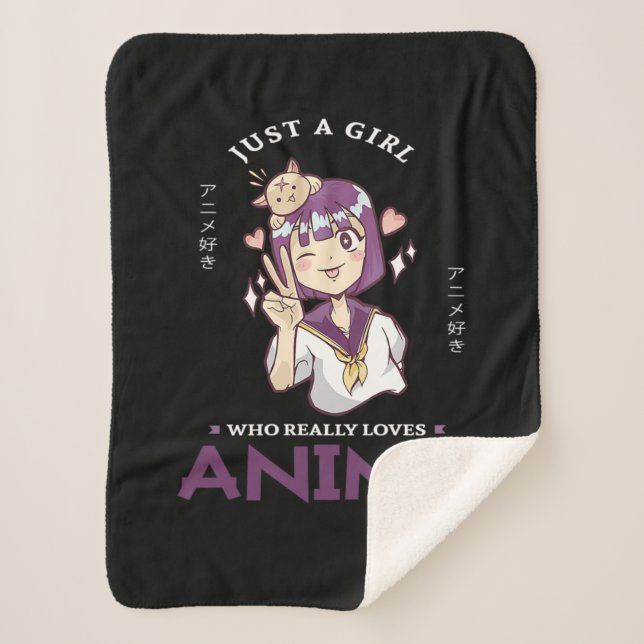 31.Just A Girl Who Really Loves Anime Sherpa Blanket (Front)