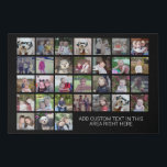 31 Photo Collage Grid - Text box - black white Faux Canvas Print<br><div class="desc">Use 31 SQUARE photos to create a personal photo collage. This modern, clean layout includes a text block in a san serif font to add a family name or a name. The background colour can be changed in the customise area. ***For best results for this multi photo layout - crop...</div>